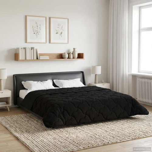 vidaXL Vinter Täcke Svart 200 x 240 cm Mikrofiber och Teddyfleece