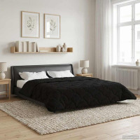 Produktbild för Vinter Täcke Svart 220 x 240 cm Mikrofiber och Teddyfleece