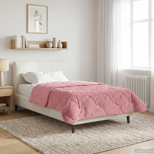 vidaXL Vinter Täcke Rosa 135 x 200 cm Mikrofiber och Teddyfleece