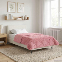 Produktbild för Vinter Täcke Rosa 140 x 220 cm Mikrofiber och Teddyfleece