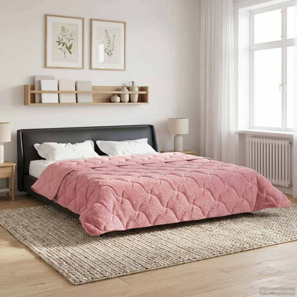 Produktbild för Vinter Täcke Rosa 200 x 200 cm Mikrofiber och Teddyfleece