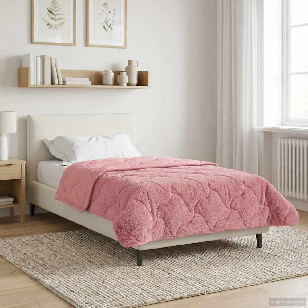 Produktbild för Vinter Täcke Rosa 140 x 220 cm Mikrofiber och Teddyfleece
