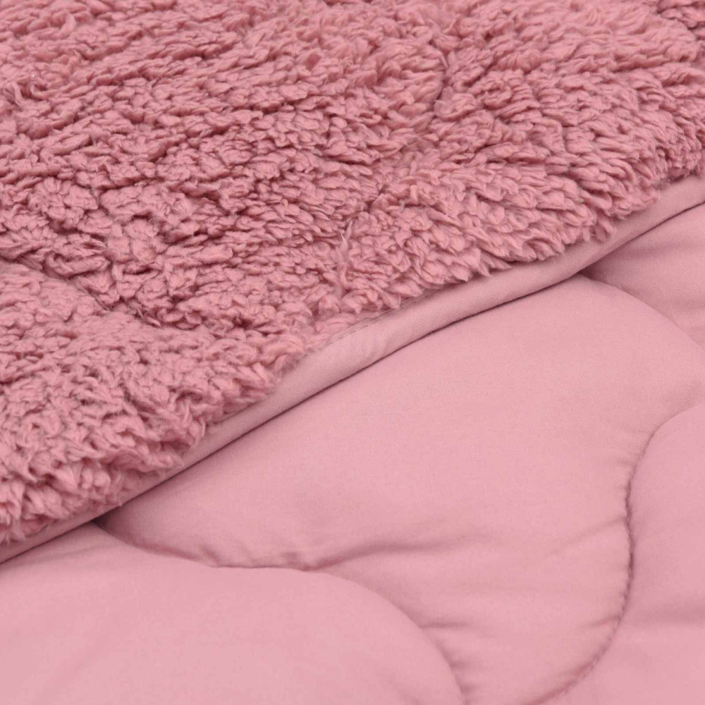 Produktbild för Vinter Täcke Rosa 140 x 220 cm Mikrofiber och Teddyfleece