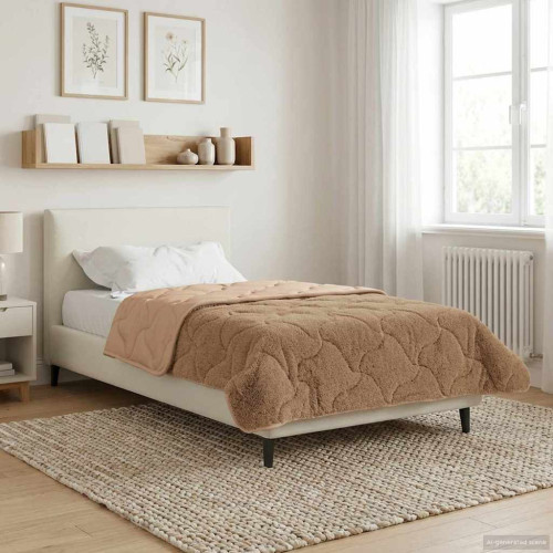vidaXL Vinter Täcke Taupe 140 x 220 cm Mikrofiber och Teddyfleece