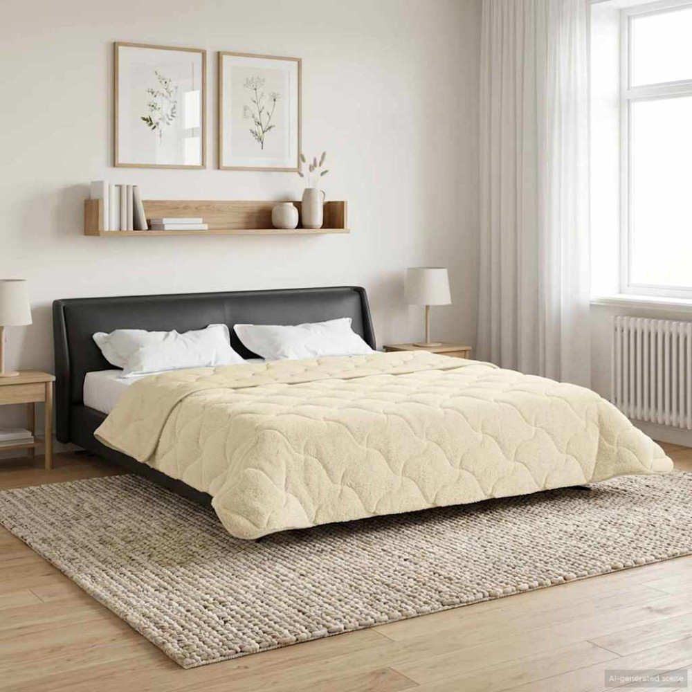 Produktbild för Vinter Täcke Kräm 200 x 240 cm Mikrofiber och Teddyfleece