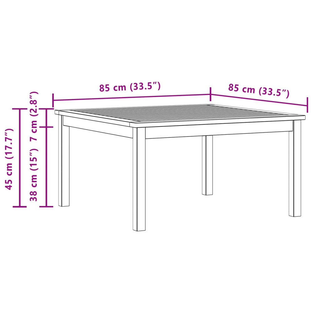 Produktbild för Kaffeebord Ljus akacia 85 x 85 x 45 cm Massivt Akaciaträ