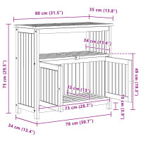 Produktbild för Trädgårdskonsolbord Ljus akacia 80 x 35 x 75 cm