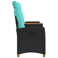 Produktbild för Reclining Bench with Table Svart och turkos 126 x 65 x 112 cm