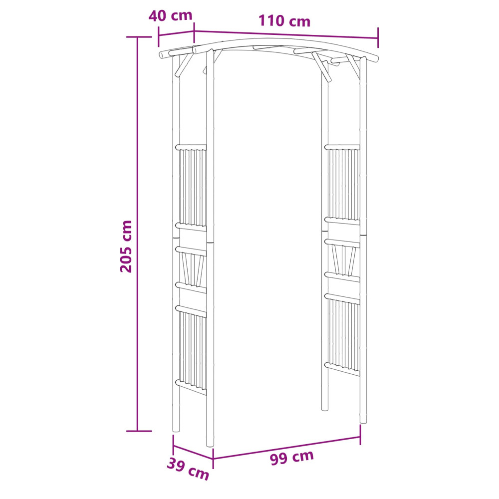 Produktbild för Trädgårdsbåge Naturfärg 110 x 40 x 205 cm Bambus