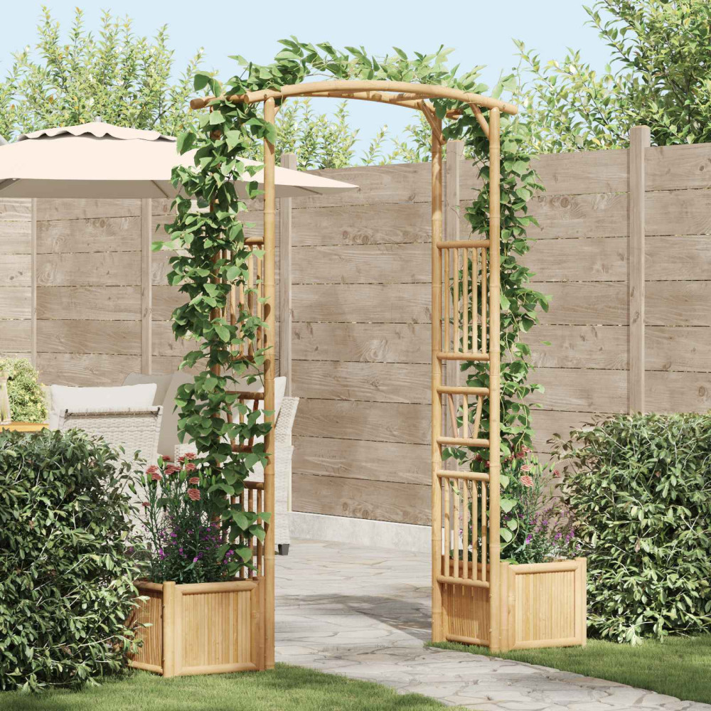 Produktbild för Trädgårdsbåge Naturfärg 177 x 40 x 205 cm Bambus
