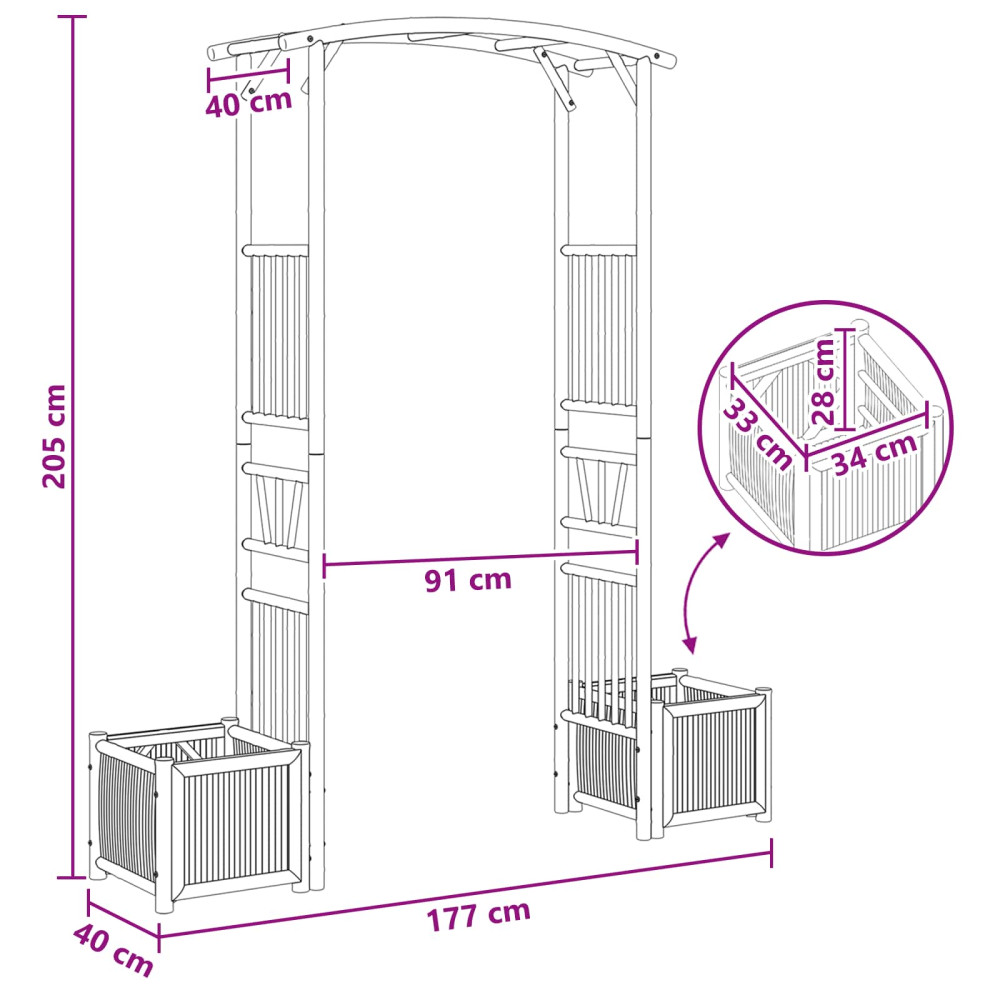 Produktbild för Trädgårdsbåge Naturfärg 177 x 40 x 205 cm Bambus