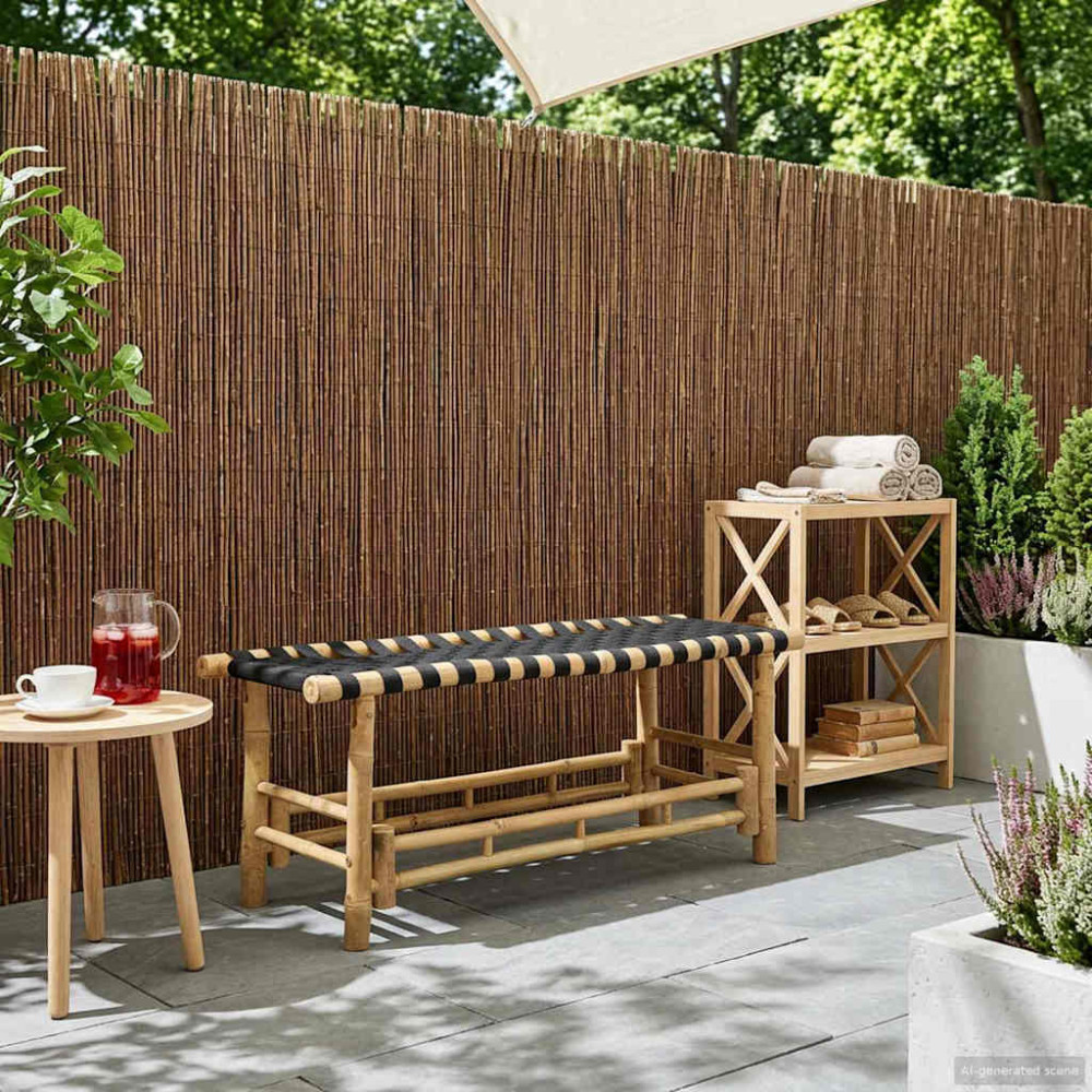 Produktbild för Trädgårdsbänk 110 x 38 x 40 cm Bambus Naturfärg Rektangulär