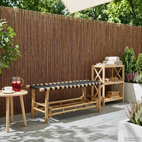 vidaXL Trädgårdsbänk 110 x 38 x 40 cm Bambus Naturfärg Rektangulär