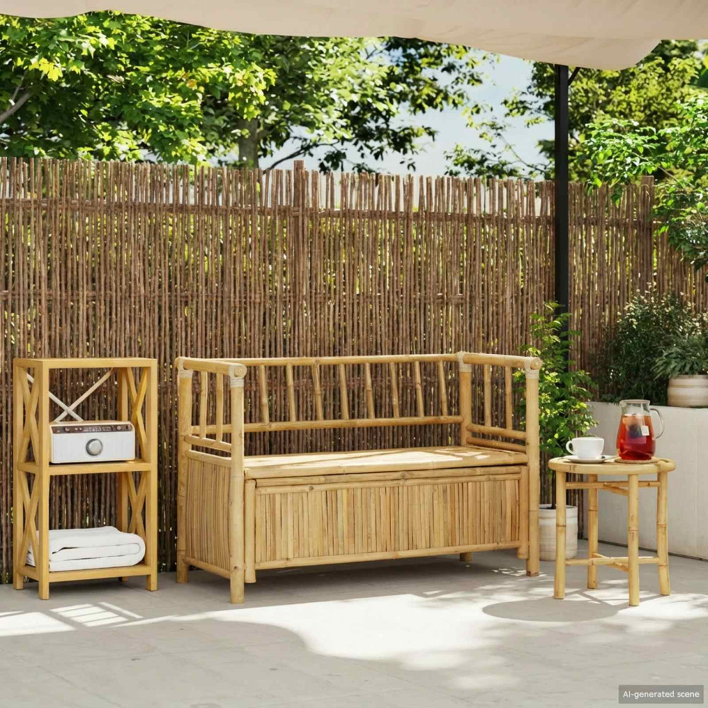 Produktbild för Trädgårdsförvaringsbänk 110 x 47 x 80 cm Bambus Naturfärg