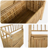Produktbild för Trädgårdsförvaringsbänk 110 x 47 x 80 cm Bambus Naturfärg
