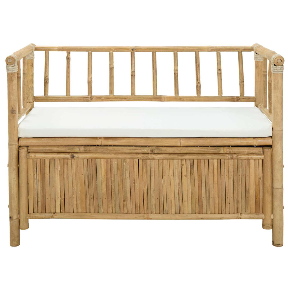 Produktbild för Trädgårdsförvaringsbänk 110 x 47 x 80 cm Bambus Naturfärg