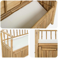 Produktbild för Trädgårdsförvaringsbänk 110 x 47 x 80 cm Bambus Naturfärg