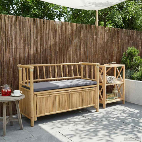 vidaXL Trädgårdsförvaringsbänk 110 x 47 x 80 cm Bambus Naturfärg