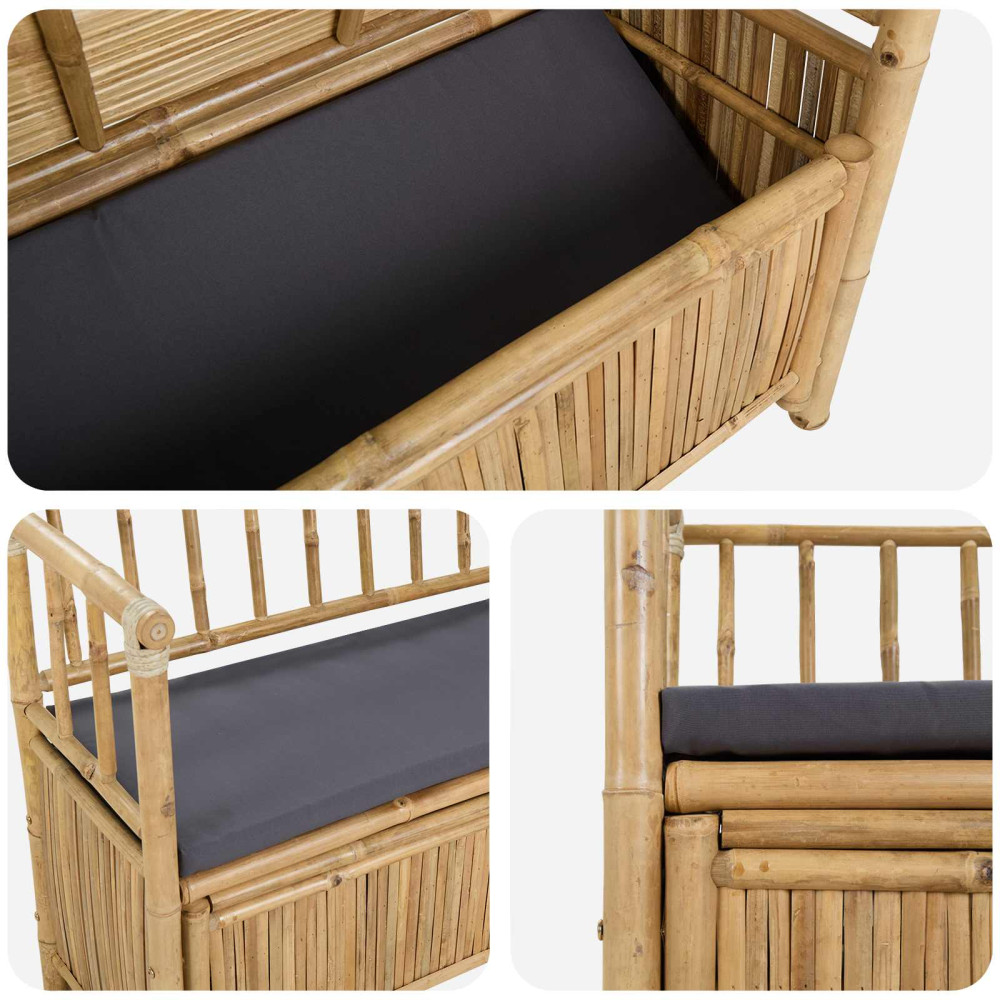 Produktbild för Trädgårdsförvaringsbänk 110 x 47 x 80 cm Bambus Naturfärg
