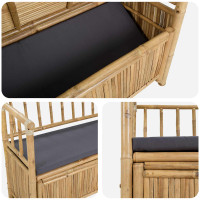 Produktbild för Trädgårdsförvaringsbänk 110 x 47 x 80 cm Bambus Naturfärg