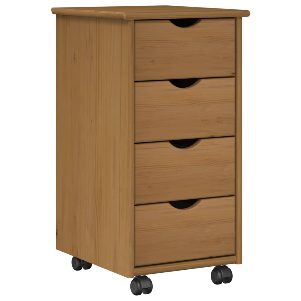 Produktbild för Rullande skåp Honung brun 34 x 39 x 65,5 cm Massiv furu