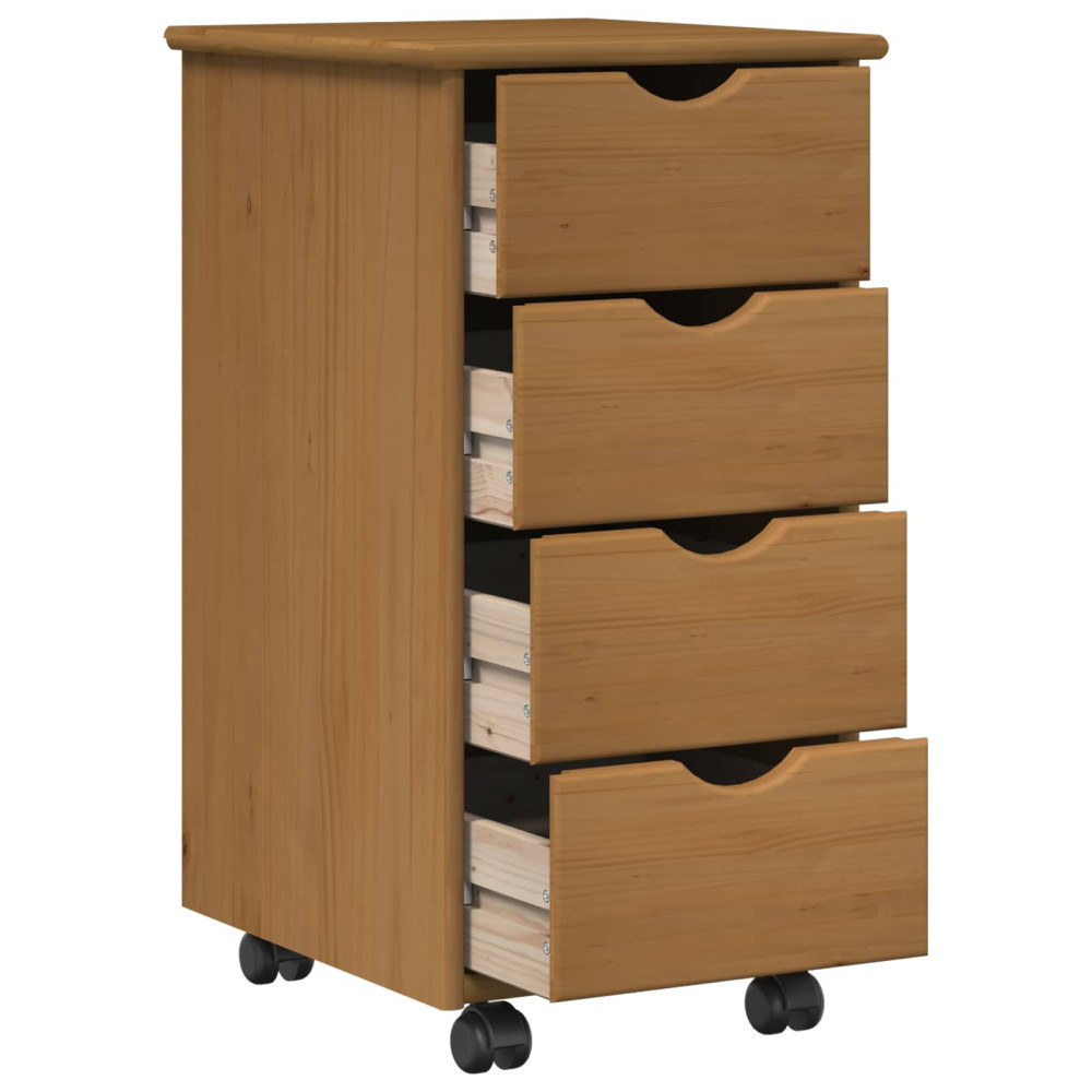 Produktbild för Rullande skåp Honung brun 34 x 39 x 65,5 cm Massiv furu