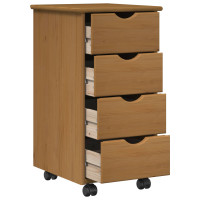 Produktbild för Rullande skåp Honung brun 34 x 39 x 65,5 cm Massiv furu