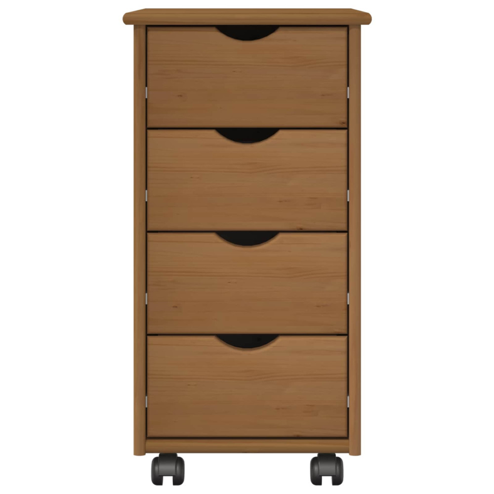 Produktbild för Rullande skåp Honung brun 34 x 39 x 65,5 cm Massiv furu