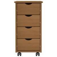 Produktbild för Rullande skåp Honung brun 34 x 39 x 65,5 cm Massiv furu