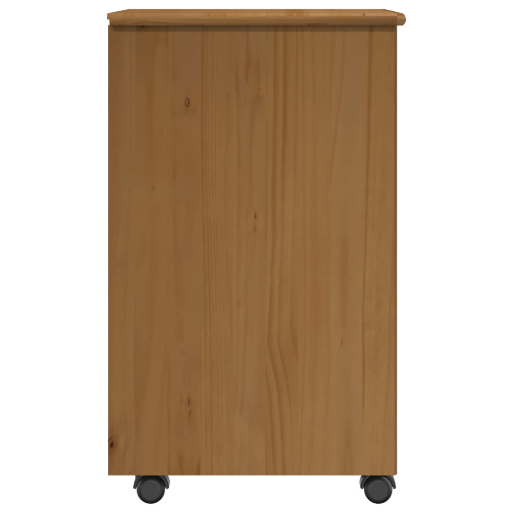 Produktbild för Rullande skåp Honung brun 34 x 39 x 65,5 cm Massiv furu