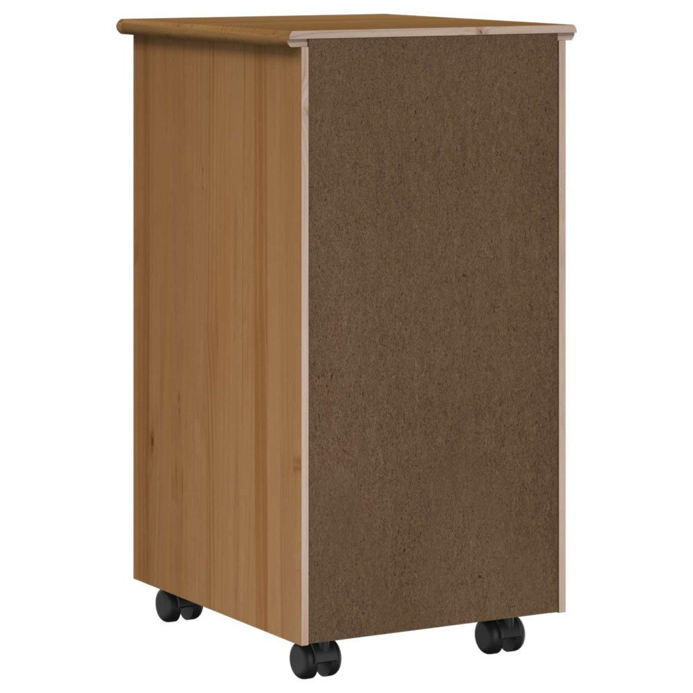 Produktbild för Rullande skåp Honung brun 34 x 39 x 65,5 cm Massiv furu