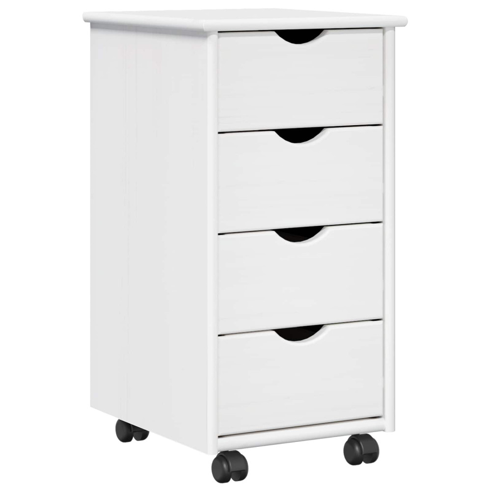 Produktbild för Rullande skåp med hjul Vit 34 x 39 x 65,5 cm Massiv furu