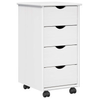 Produktbild för Rullande skåp med hjul Vit 34 x 39 x 65,5 cm Massiv furu