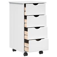 Produktbild för Rullande skåp med hjul Vit 34 x 39 x 65,5 cm Massiv furu
