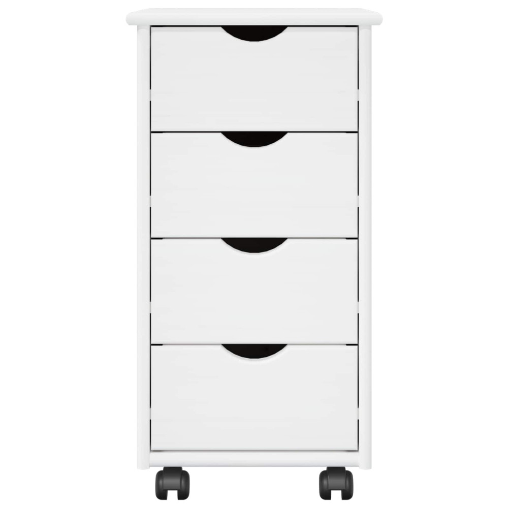 Produktbild för Rullande skåp med hjul Vit 34 x 39 x 65,5 cm Massiv furu