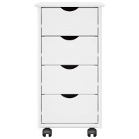 Produktbild för Rullande skåp med hjul Vit 34 x 39 x 65,5 cm Massiv furu