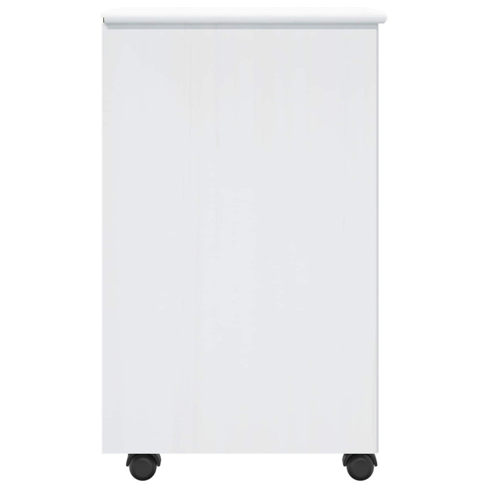 Produktbild för Rullande skåp med hjul Vit 34 x 39 x 65,5 cm Massiv furu