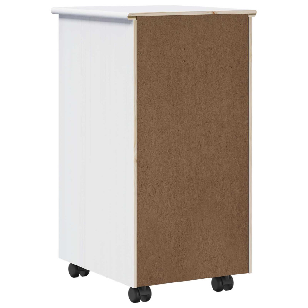 Produktbild för Rullande skåp med hjul Vit 34 x 39 x 65,5 cm Massiv furu