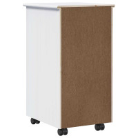 Produktbild för Rullande skåp med hjul Vit 34 x 39 x 65,5 cm Massiv furu