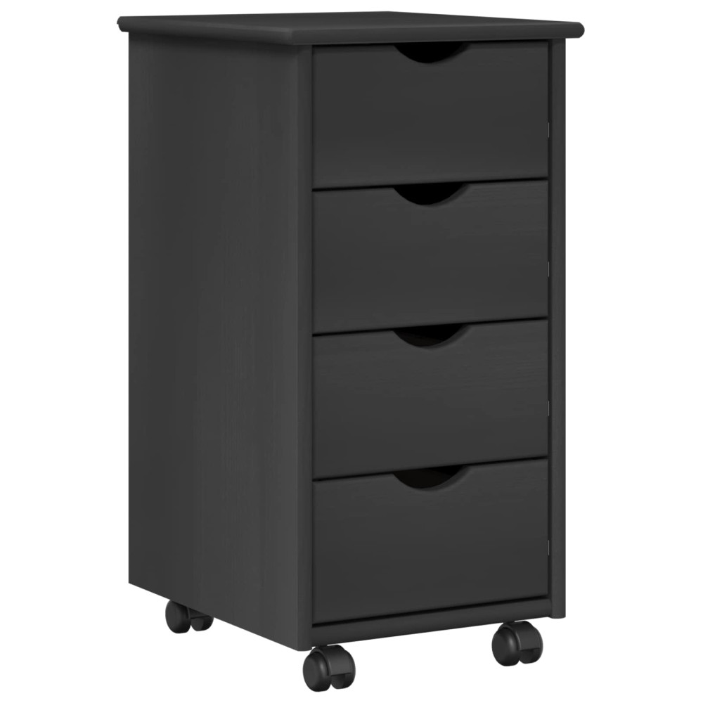 Produktbild för Rullande skåp med hjul Grå 34 x 39 x 65,5 cm Massiv furu