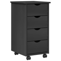 Produktbild för Rullande skåp med hjul Grå 34 x 39 x 65,5 cm Massiv furu