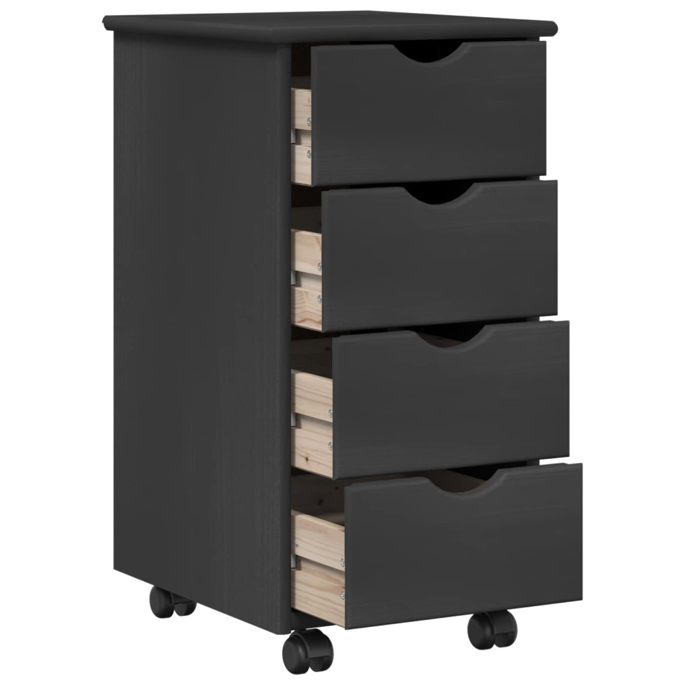 Produktbild för Rullande skåp med hjul Grå 34 x 39 x 65,5 cm Massiv furu