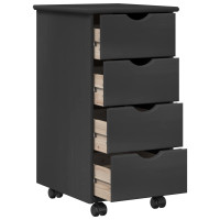 Produktbild för Rullande skåp med hjul Grå 34 x 39 x 65,5 cm Massiv furu