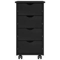 Produktbild för Rullande skåp med hjul Svart 34 x 39 x 65,5 cm Massiv furu