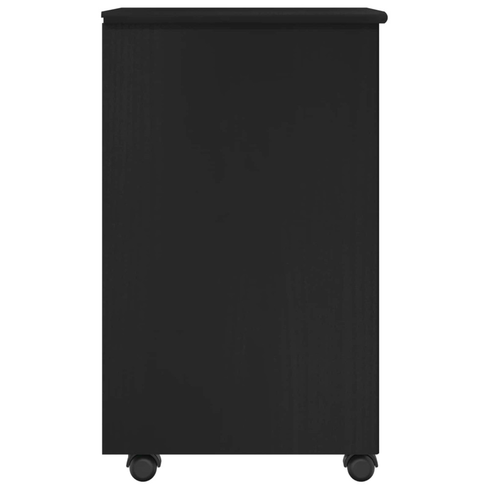Produktbild för Rullande skåp med hjul Svart 34 x 39 x 65,5 cm Massiv furu