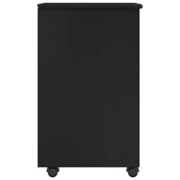 Produktbild för Rullande skåp med hjul Svart 34 x 39 x 65,5 cm Massiv furu