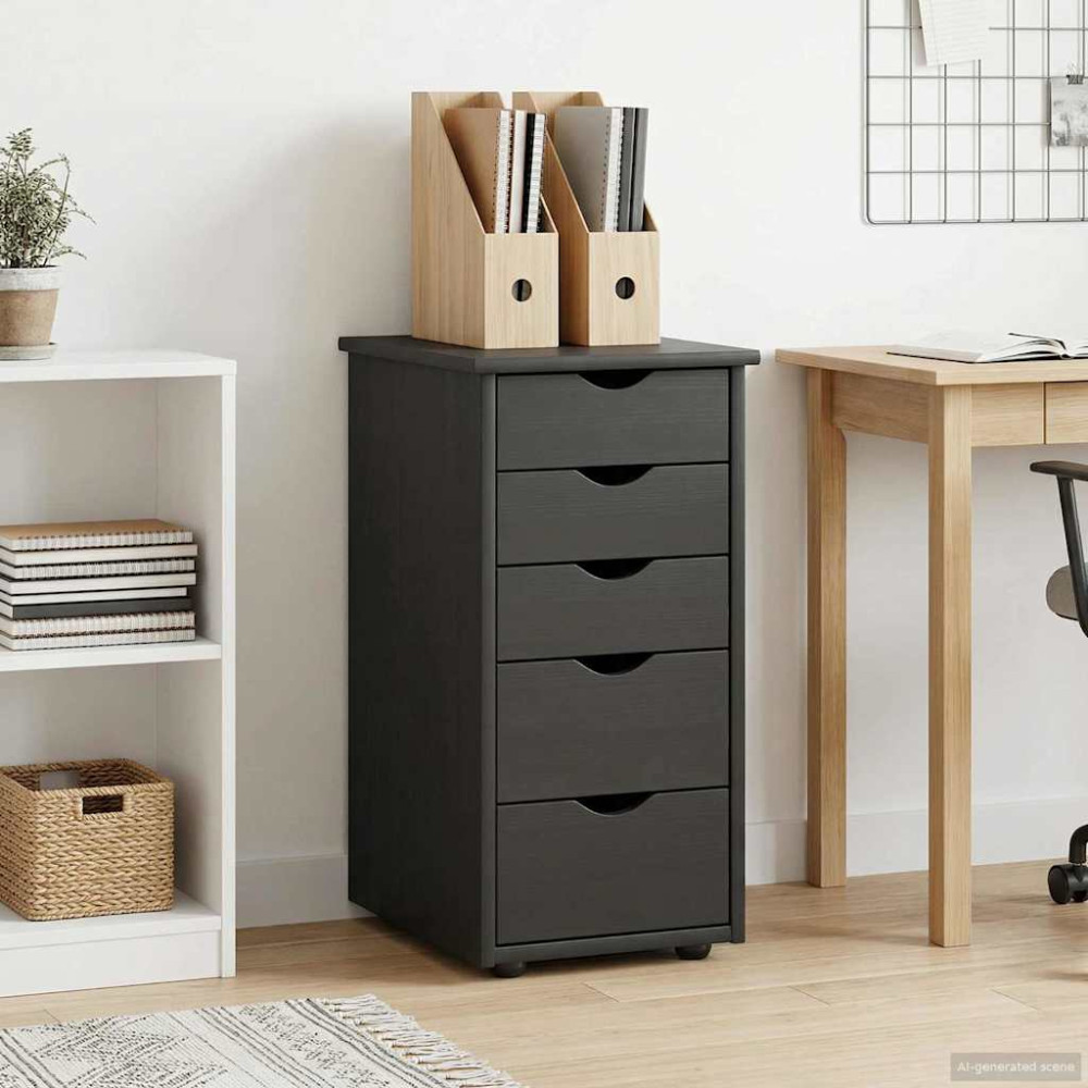 Produktbild för Skåp Svart 34 x 39 x 61,5 cm Massiv furu