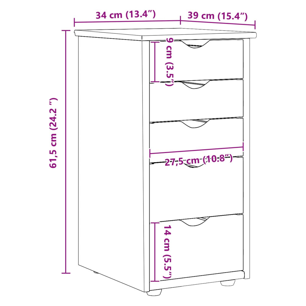 Produktbild för Skåp Svart 34 x 39 x 61,5 cm Massiv furu