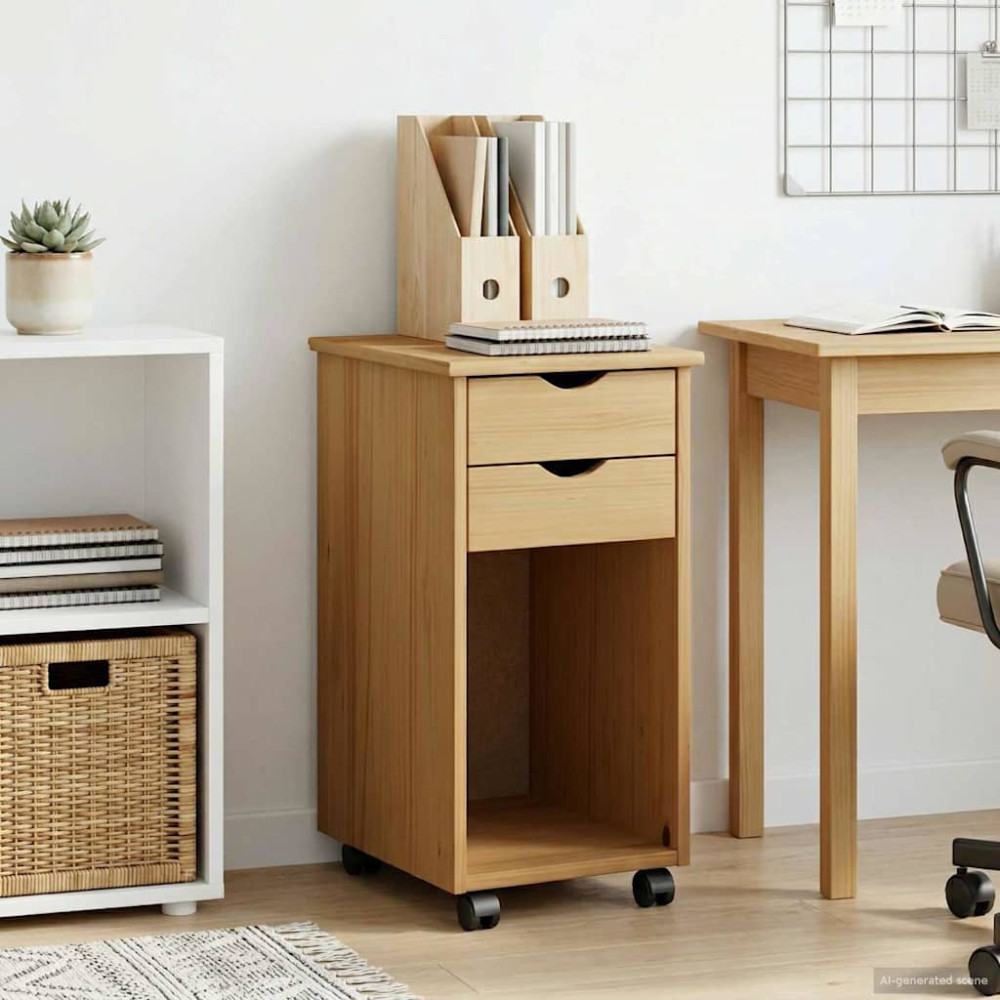 Produktbild för Rullande skåp HonungsBrun 34 x 39 x 65,5 cm Massivt furu