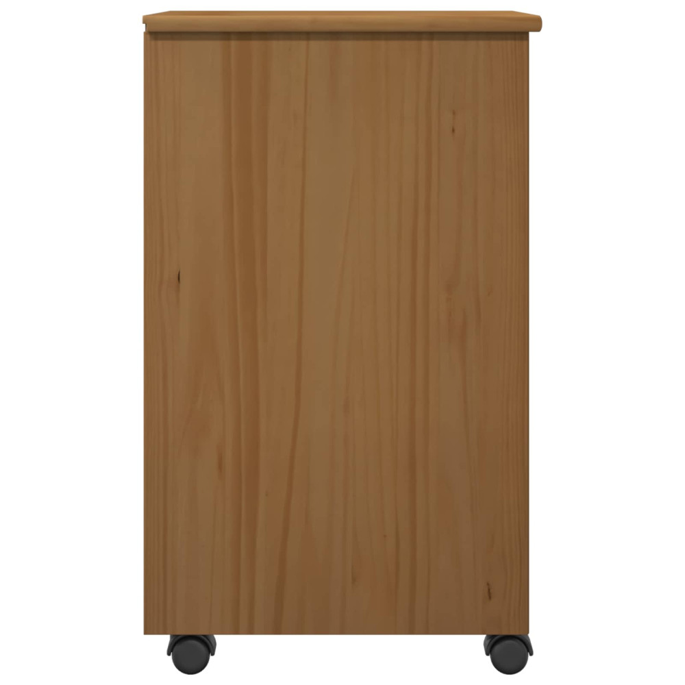 Produktbild för Rullande skåp HonungsBrun 34 x 39 x 65,5 cm Massivt furu
